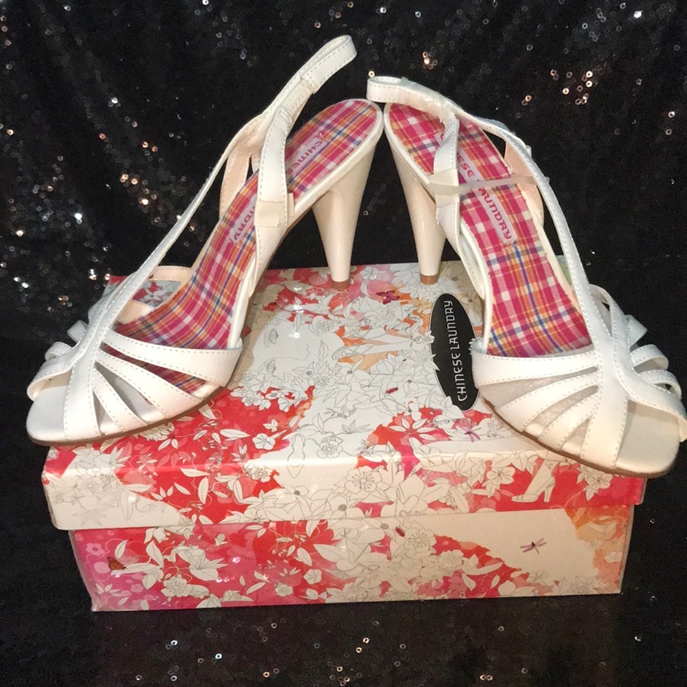 Chinese Laundry White Slingbacks NWT Sz 7.5